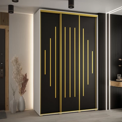 Šatní skříň ASIRI 12 - 150/45 cm, bílá / černá / zlatá