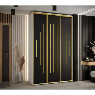 Šatní skříň ASIRI 12 - 150/45 cm, bílá / černá / zlatá