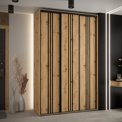 Šatní skříň ASIRI 6 - 150/60 cm, dub artisan / černá