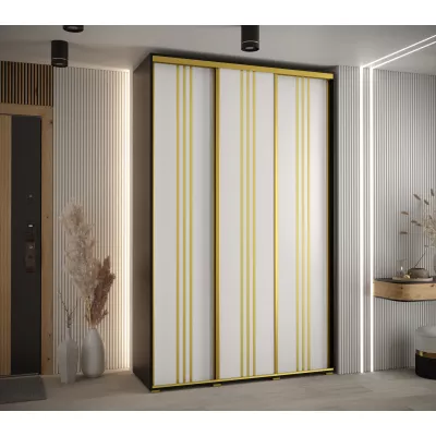 Šatní skříň ASIRI 6 - 150/60 cm, černá / bílá / zlatá
