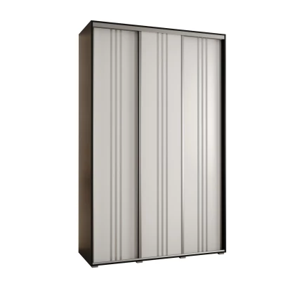 Šatní skříň ASIRI 6 - 150/60 cm, černá / bílá / stříbrná