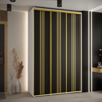 Šatní skříň ASIRI 6 - 150/60 cm, bílá / černá / zlatá