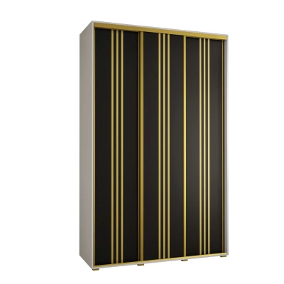 Šatní skříň ASIRI 6 - 150/60 cm, bílá / černá / zlatá