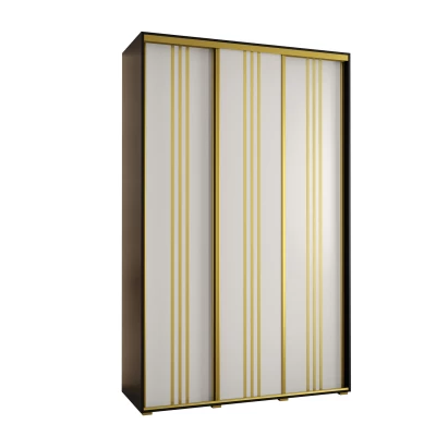 Šatní skříň ASIRI 6 - 150/45 cm, černá / bílá / zlatá