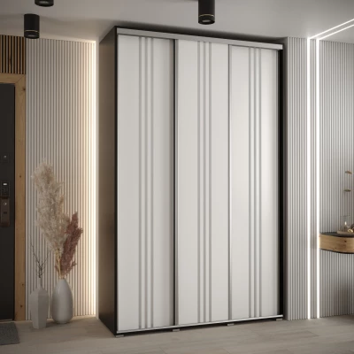 Šatní skříň ASIRI 6 - 150/45 cm, černá / bílá / stříbrná