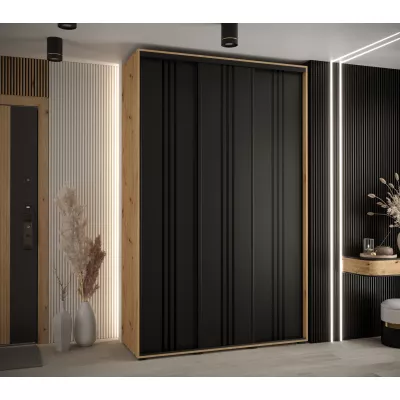 Šatní skříň ASIRI 6 - 160/60 cm, dub artisan / černá / černá