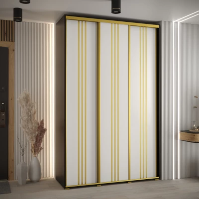 Šatní skříň ASIRI 6 - 160/60 cm, černá / bílá / zlatá