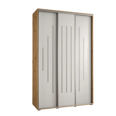 Šatní skříň ASIRI 12 - 150/45 cm, dub artisan / bílá / stříbrná