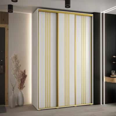 Šatní skříň ASIRI 6 - 160/60 cm, bílá / zlatá