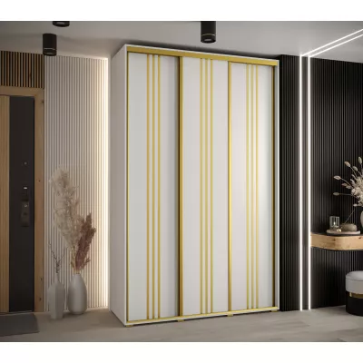 Šatní skříň ASIRI 6 - 160/60 cm, bílá / zlatá