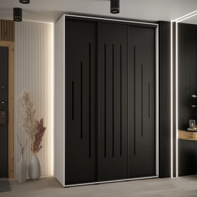 Šatní skříň ASIRI 12 - 160/45 cm, bílá / černá / černá