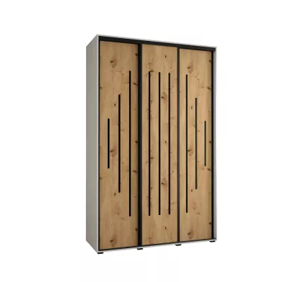 Šatní skříň ASIRI 12 - 160/45 cm, bílá / dub artisan / černá