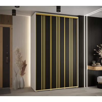 Šatní skříň ASIRI 6 - 160/45 cm, bílá / černá / zlatá