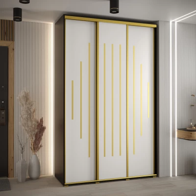 Šatní skříň ASIRI 12 - 160/45 cm, černá / bílá / zlatá