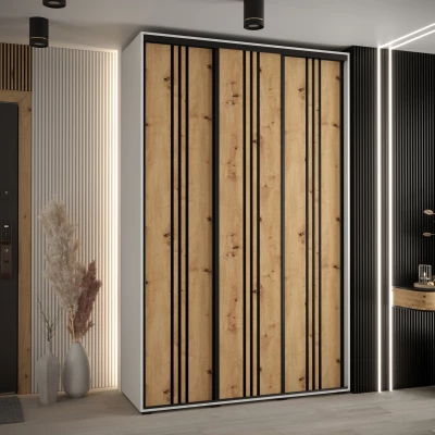 Šatní skříň ASIRI 6 - 160/45 cm, bílá / dub artisan / černá