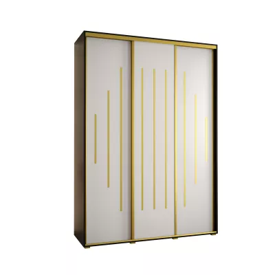 Šatní skříň ASIRI 12 - 170/45 cm, černá / bílá / zlatá