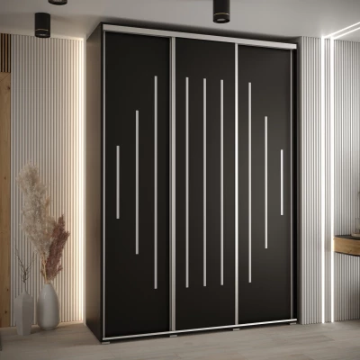 Šatní skříň ASIRI 12 - 170/45 cm, černá / stříbrná