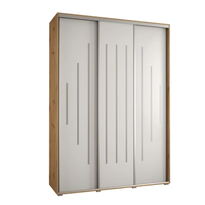Šatní skříň ASIRI 12 - 170/45 cm, dub artisan / bílá / stříbrná