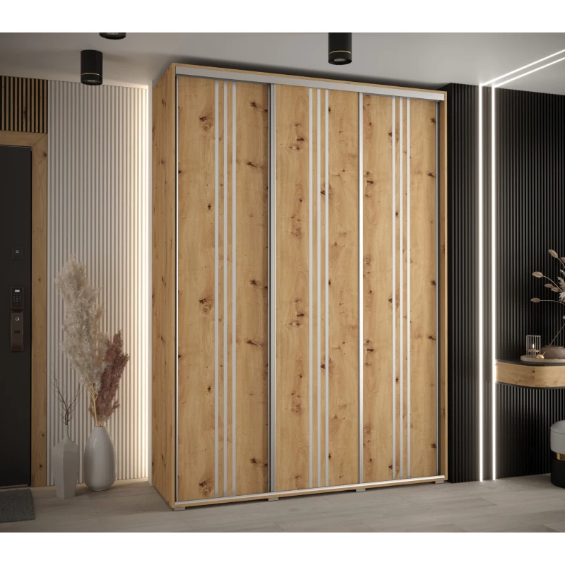 Šatní skříň ASIRI 6 - 170/60 cm, dub artisan / stříbrná