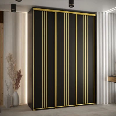 Šatní skříň ASIRI 6 - 170/60 cm, černá / zlatá