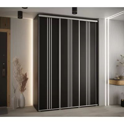 Šatní skříň ASIRI 6 - 170/60 cm, černá / stříbrná