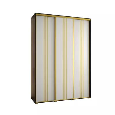 Šatní skříň ASIRI 6 - 170/60 cm, černá / bílá / zlatá