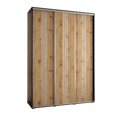 Šatní skříň ASIRI 6 - 170/60 cm, černá / dub artisan / stříbrná