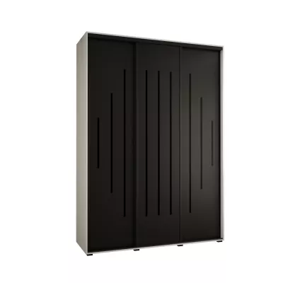 Šatní skříň ASIRI 12 - 180/45 cm, bílá / černá / černá