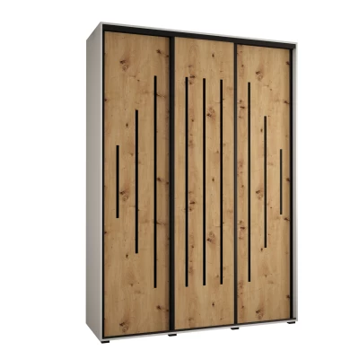 Šatní skříň ASIRI 12 - 180/45 cm, bílá / dub artisan / černá