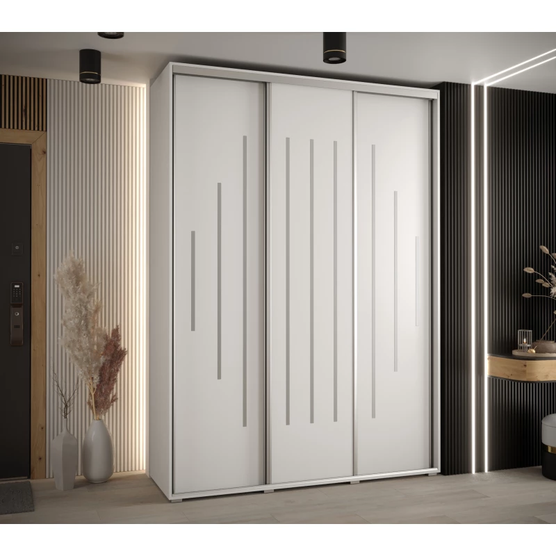 Šatní skříň ASIRI 12 - 180/45 cm, bílá / stříbrná