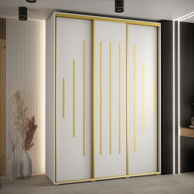 Šatní skříň ASIRI 12 - 180/45 cm, bílá / zlatá