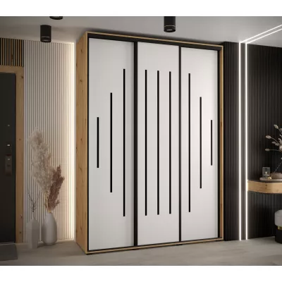 Šatní skříň ASIRI 12 - 180/45 cm, dub artisan / bílá / černá