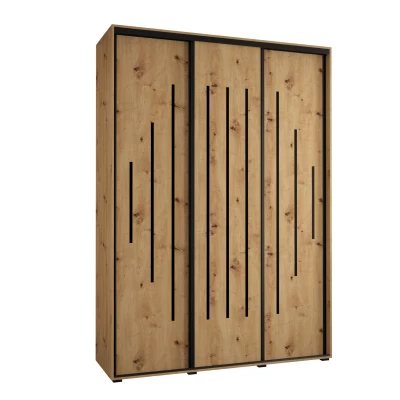 Šatní skříň ASIRI 12 - 180/45 cm, dub artisan / černá