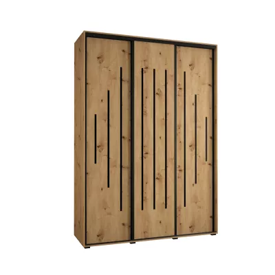 Šatní skříň ASIRI 12 - 180/45 cm, dub artisan / černá