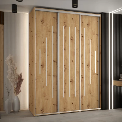 Šatní skříň ASIRI 12 - 180/45 cm, dub artisan / stříbrná