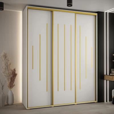 Šatní skříň ASIRI 12 - 190/45 cm, bílá / zlatá