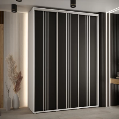Šatní skříň ASIRI 6 - 170/60 cm, bílá / černá / stříbrná