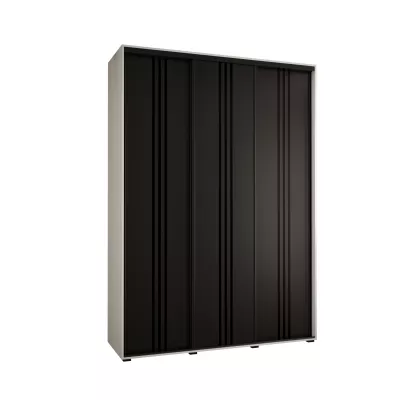 Šatní skříň ASIRI 6 - 170/60 cm, bílá / černá / černá