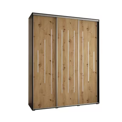 Šatní skříň ASIRI 12 - 190/45 cm, černá / dub artisan / stříbrná