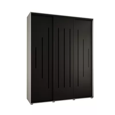 Šatní skříň ASIRI 12 - 200/45 cm, bílá / černá / černá