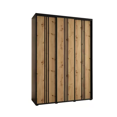 Šatní skříň ASIRI 6 - 170/45 cm, černá / dub artisan / černá