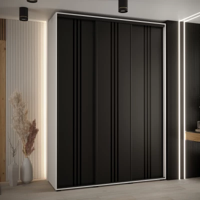 Šatní skříň ASIRI 6 - 170/45 cm, bílá / černá / černá