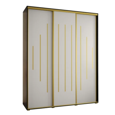 Šatní skříň ASIRI 12 - 200/45 cm, černá / bílá / zlatá