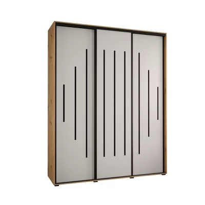 Šatní skříň ASIRI 12 - 200/45 cm, dub artisan / bílá / černá