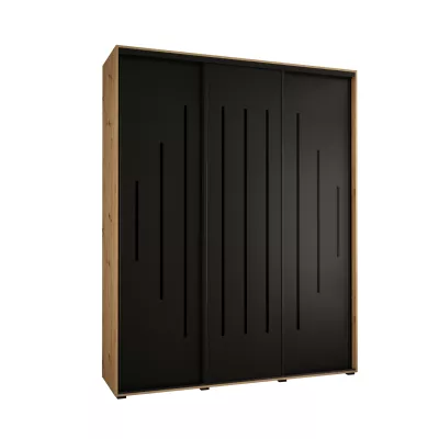 Šatní skříň ASIRI 12 - 200/45 cm, dub artisan / černá / černá