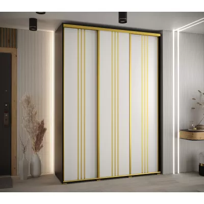 Šatní skříň ASIRI 6 - 180/60 cm, černá / bílá / zlatá