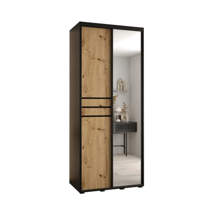 Šatní skříň ASIRI 11 - 110/45 cm, černá / dub artisan / černá