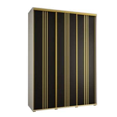 Šatní skříň ASIRI 6 - 180/60 cm, bílá / černá / zlatá