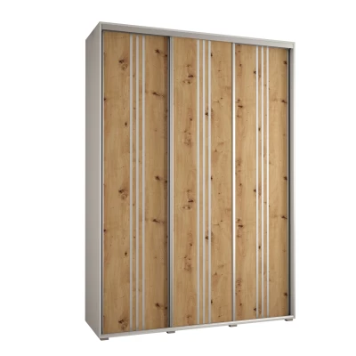 Šatní skříň ASIRI 6 - 180/60 cm, bílá / dub artisan / stříbrná