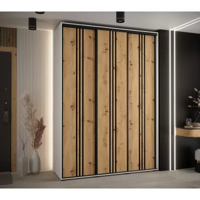 Šatní skříň ASIRI 6 - 180/60 cm, bílá / dub artisan / černá